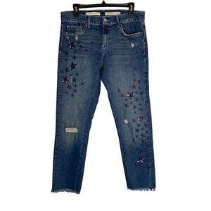 Pilcro and The Letterpress Jeans Boyfriend‎ Size 28 Distressed Embellished Stars